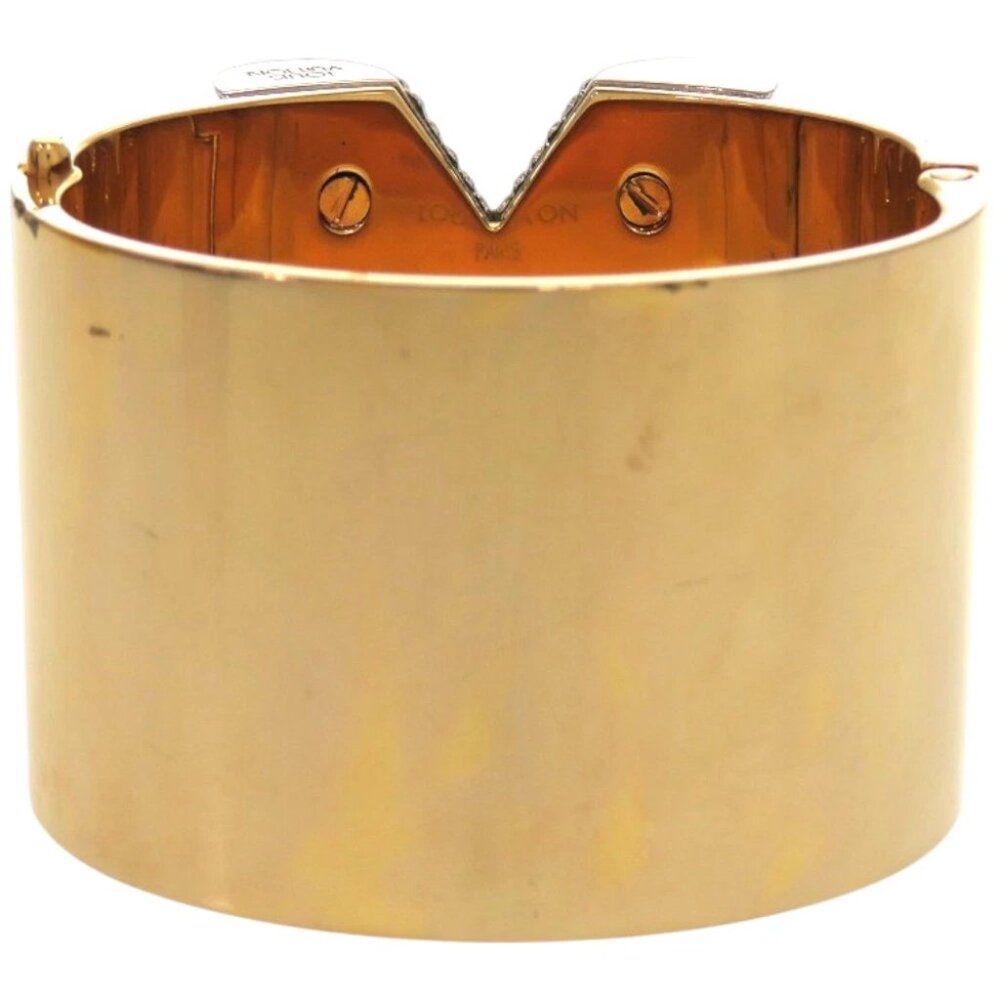 AUTHENTIC LOUIS VUITTON Essential V Bangle Gold Plated Linestone LTJ471-010226 - Picture 4 of 10